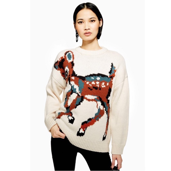 Topshop Animal Deer Jumper Us 6 